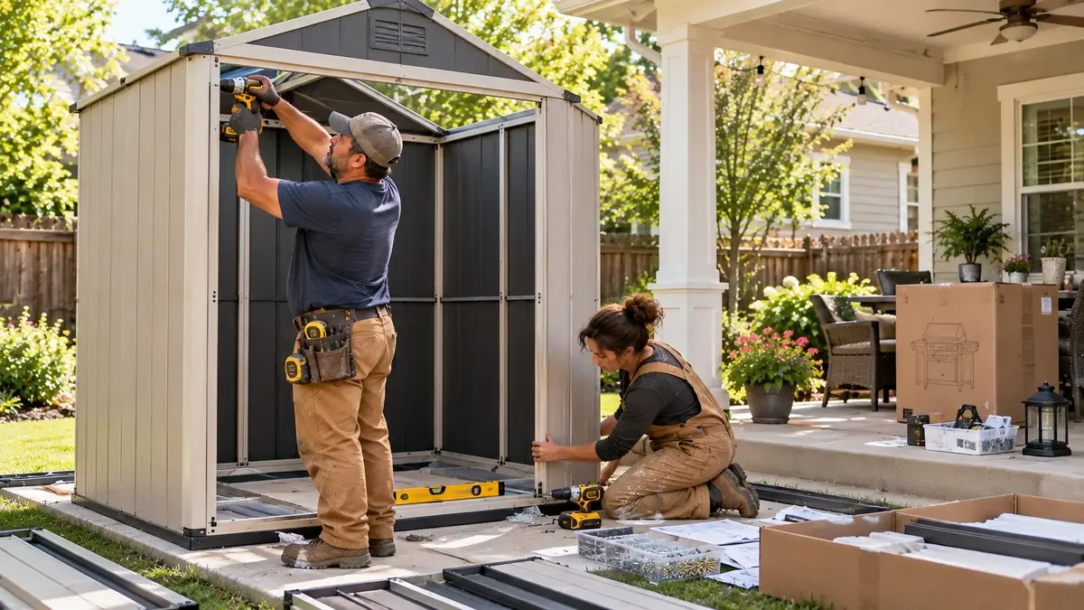 Larger assembly and home installation work including outdoor structures and fixtures