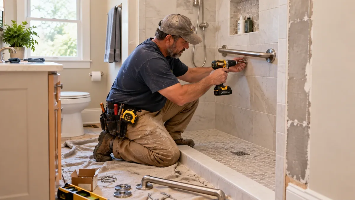 Bathroom remodeling and accessibility upgrades including safer bathing features