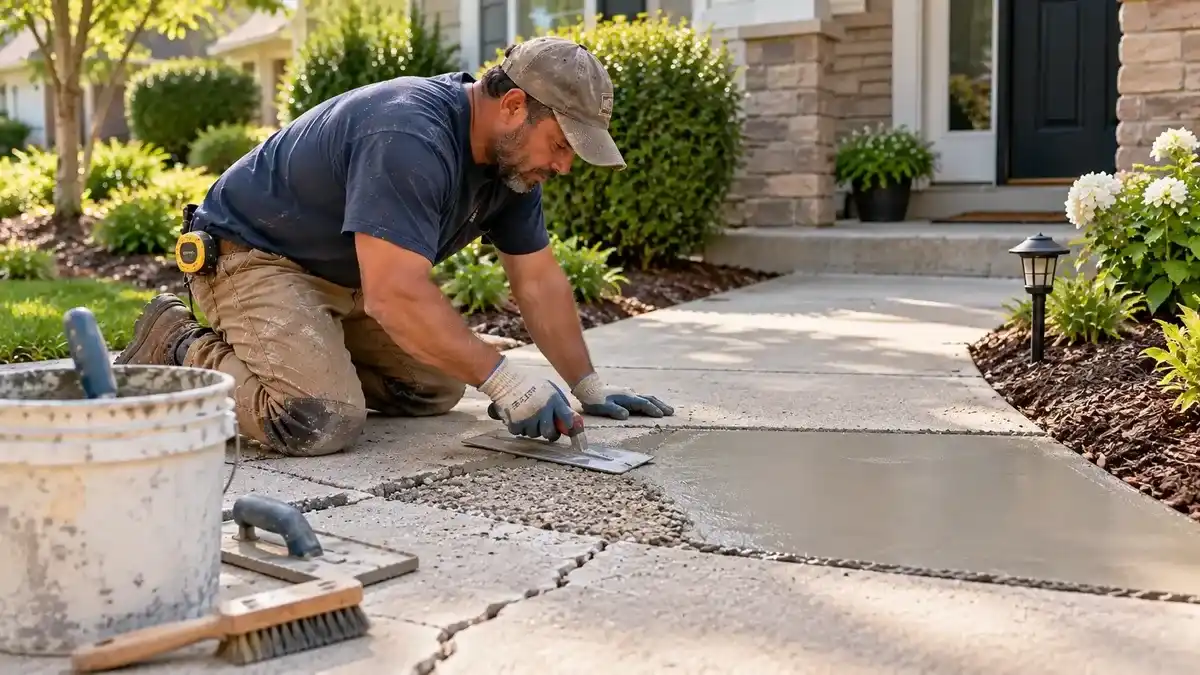Concrete repair and resurfacing project at a residential home