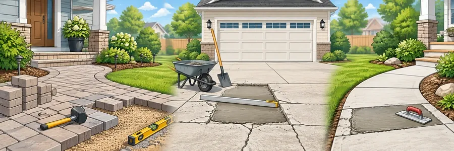 Illustrated strip showing pavers, driveways and walkways