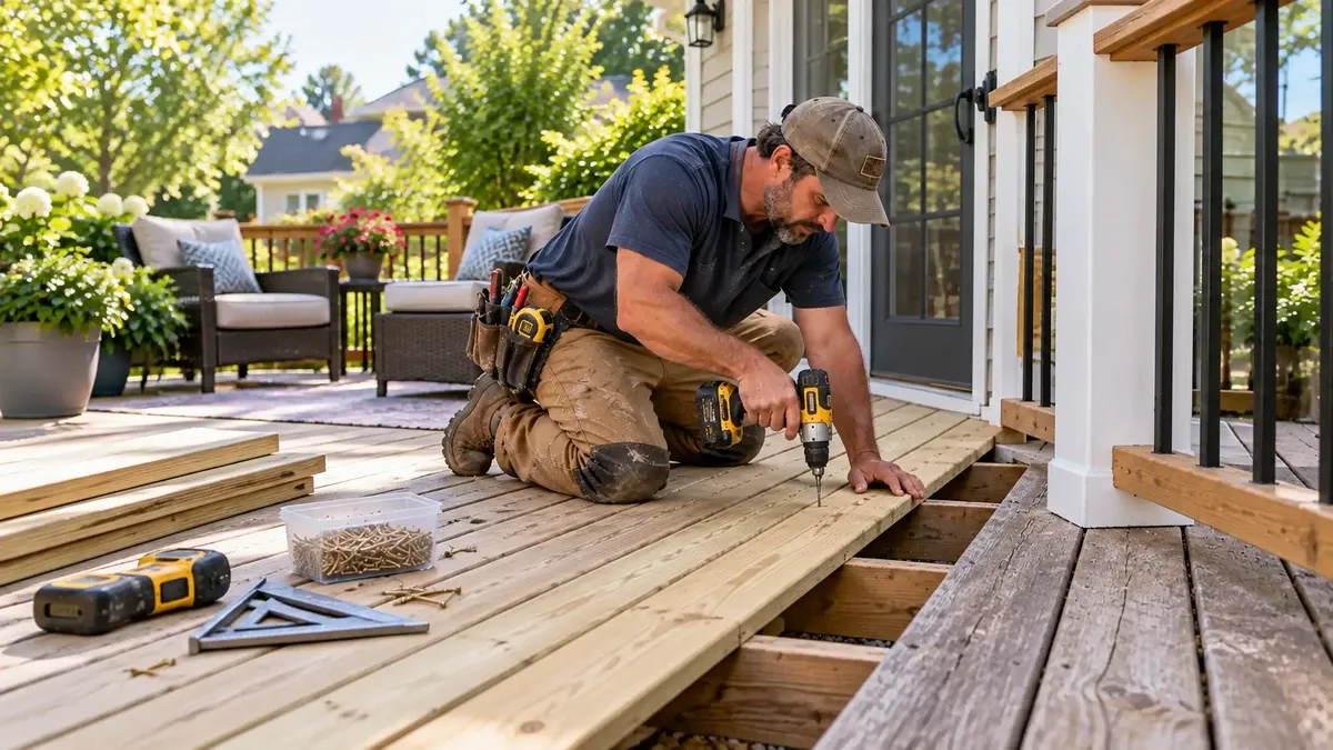 Deck, porch and exterior surface repair work at a residential home