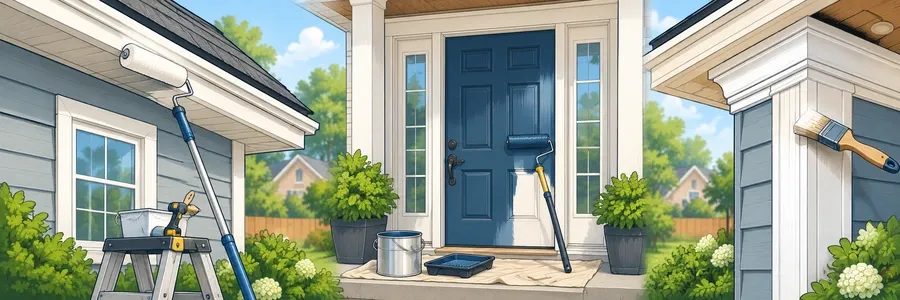 Illustrated strip showing exterior trim and door painting