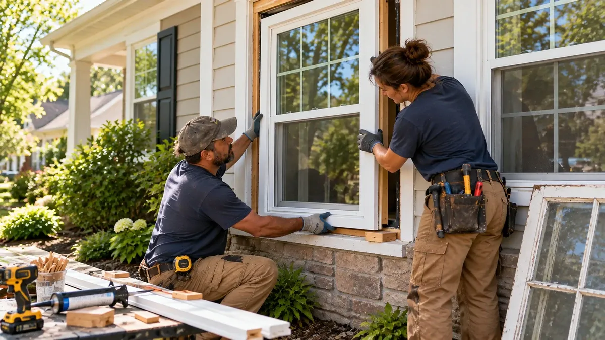 Window installation, replacement and repair work on a residential home
